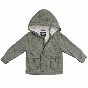 OshKosh B’gosh Toddler Jacket 18M Olive Green Sherpa Lined Hooded Winter Coat
